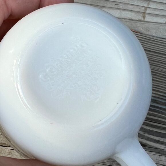 PYREX Crazy Daisy Green Spring Blossom White Milk Glass Cup Mug Vintage Corning - Picture 5 of 6